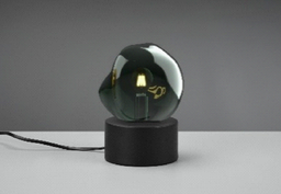 Tischleuchte, E14, Schwarz, Glas grün