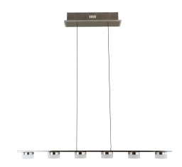 LED Pendelleuchte, 6-flammig, 3-stufig dimmbar, Nickel matt