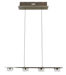 LED Pendelleuchte, 4-flammig, 3-stufig dimmbar, Nickel matt