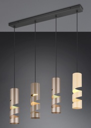 Pendelleuchte, 4-flammig, Coffee, Taupe, Beige