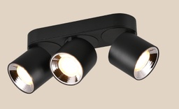 3-flammiger Deckenstrahler, Farbe Schwarz