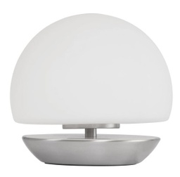 LED Tischleuchte, Opalglas, Stahlfarben, 3-stufig dimmbar, G9 inkl.